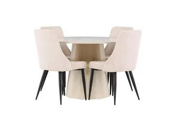 Rund matgrupp Venture Home Beige Vitputsad 4st - Møbler - Bord - Spisegruppe