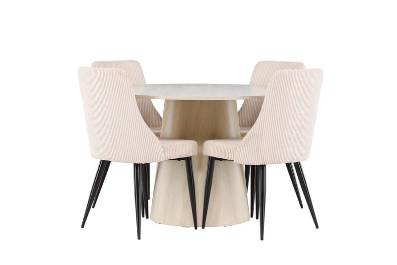 Rund matgrupp Venture Home Beige Vitputsad 4st - Møbler - Bord - Spisegruppe