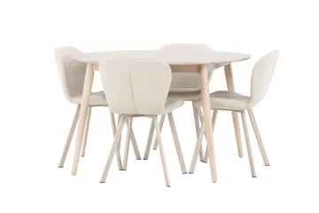 Rund matgrupp Venture Home Beige Vitputsad 4st - Møbler - Bord - Spisegruppe