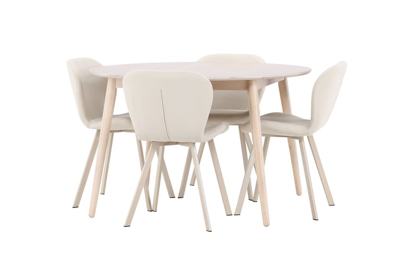 Rund matgrupp Venture Home Beige Vitputsad 4st - Møbler - Bord - Spisegruppe