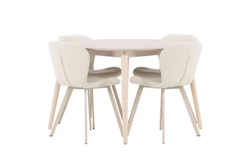 Rund matgrupp Venture Home Beige Vitputsad 4st - Møbler - Bord - Spisegruppe