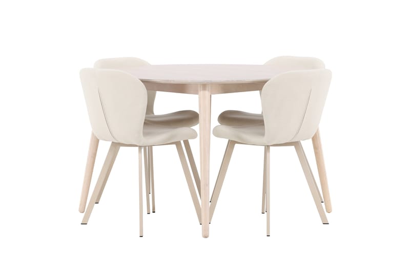 Rund matgrupp Venture Home Beige Vitputsad 4st - Møbler - Bord - Spisegruppe