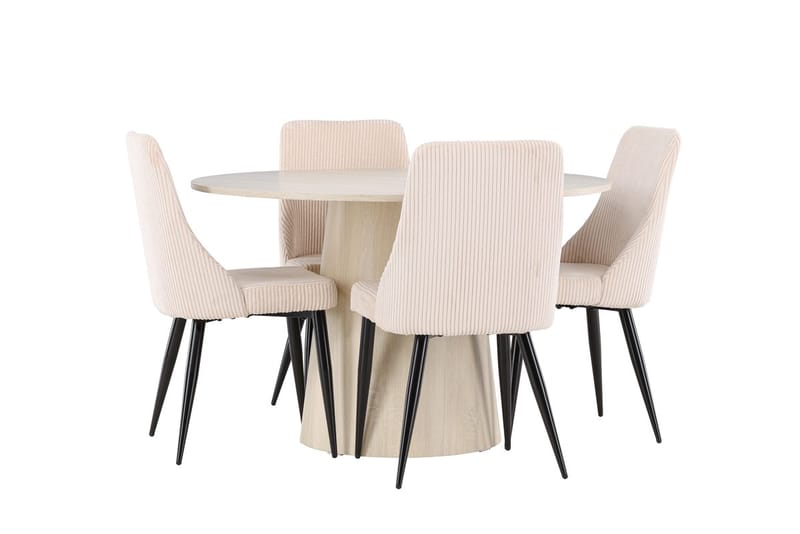 Rund matgrupp Venture Home Beige Vitputsad 4st - Møbler - Bord - Spisegruppe