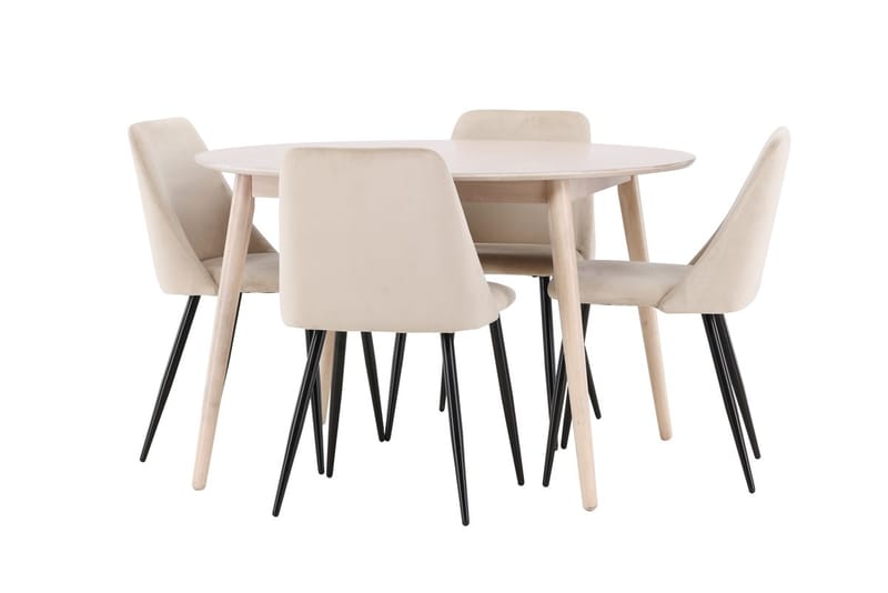 Rund matgrupp Venture Home Beige Vitputsad 4st - Møbler - Bord - Spisegruppe