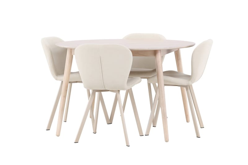 Rund matgrupp Venture Home Beige Vitputsad 4st - Møbler - Bord - Spisegruppe