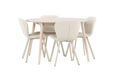Rund matgrupp Venture Home Beige Vitputsad 4st - Møbler - Bord - Spisegruppe