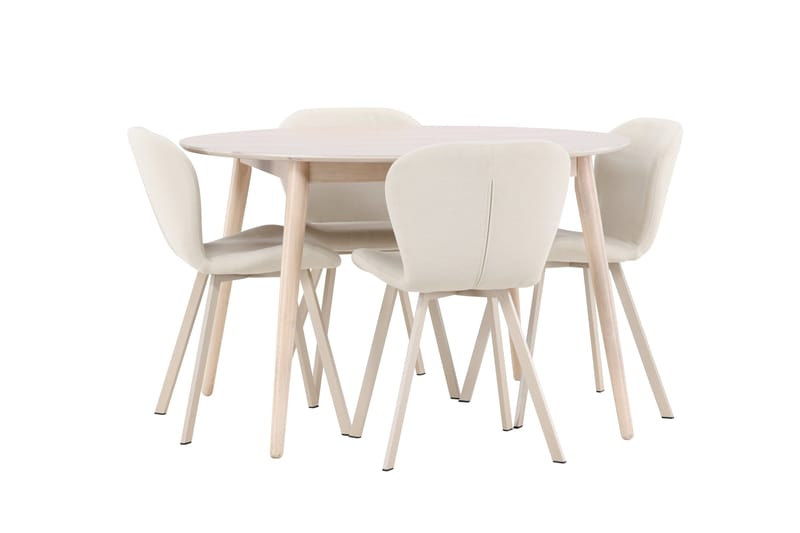 Rund matgrupp Venture Home Beige Vitputsad 4st - Møbler - Bord - Spisegruppe