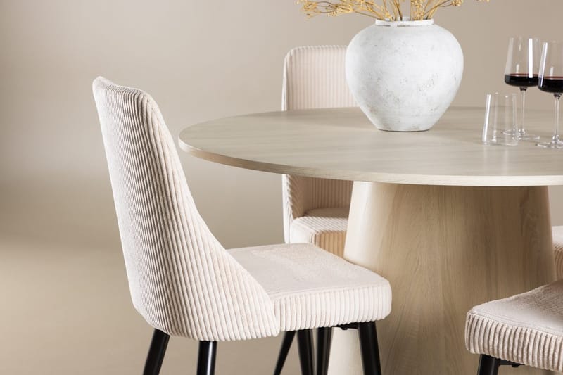Rund matgrupp Venture Home Beige Vitputsad 4st - Møbler - Bord - Spisegruppe