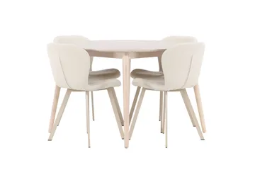 Rund matgrupp Venture Home Beige Vitputsad 4st - Møbler - Bord - Spisegruppe