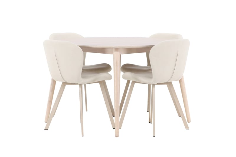 Rund matgrupp Venture Home Beige Vitputsad 4st - Møbler - Bord - Spisegruppe