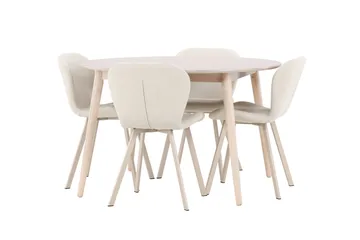 Rund matgrupp Venture Home Beige Vitputsad 4st - Møbler - Bord - Spisegruppe