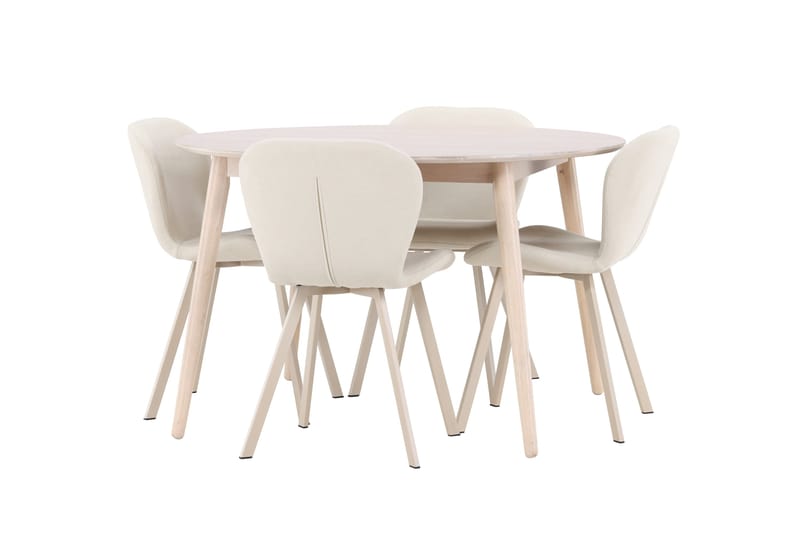 Rund matgrupp Venture Home Beige Vitputsad 4st - Møbler - Bord - Spisegruppe