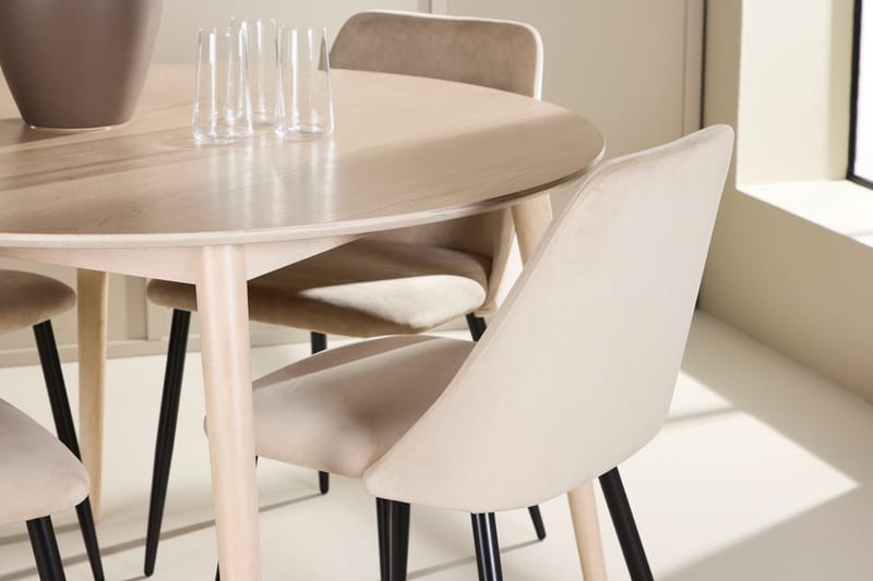 Rund matgrupp Venture Home Beige Vitputsad 4st - Møbler - Bord - Spisegruppe