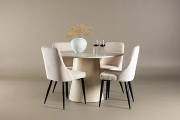 Rund matgrupp Venture Home Beige Vitputsad 4st - Møbler - Bord - Spisegruppe