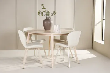 Rund matgrupp Venture Home Beige Vitputsad 4st - Møbler - Bord - Spisegruppe