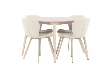 Rund matgrupp Venture Home Beige Vitputsad 4st - Møbler - Bord - Spisegruppe