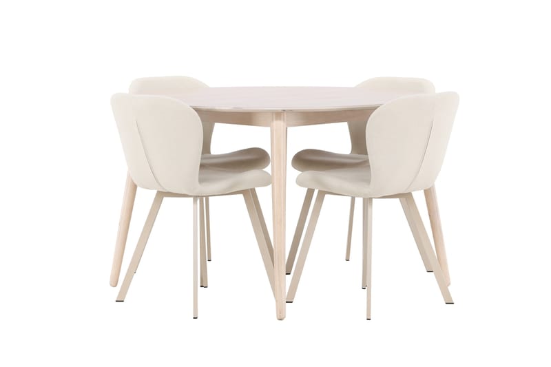 Rund matgrupp Venture Home Beige Vitputsad 4st - Møbler - Bord - Spisegruppe