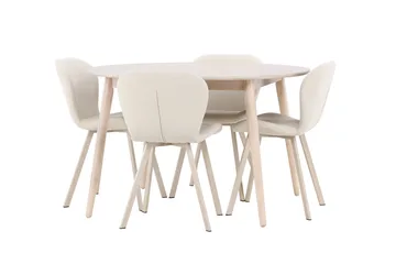 Rund matgrupp Venture Home Beige Vitputsad 4st - Møbler - Bord - Spisegruppe