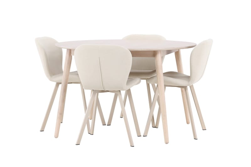 Rund matgrupp Venture Home Beige Vitputsad 4st - Møbler - Bord - Spisegruppe