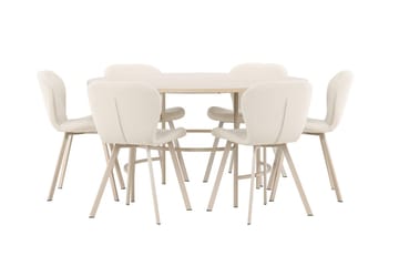 Rund matgrupp Venture Home Beige Vitputsad 6st - Møbler - Bord - Spisegruppe