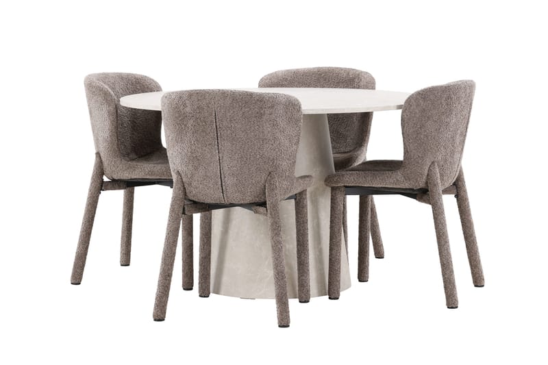 Rund matgrupp Venture Home Brun Beige 4st - Møbler - Bord - Spisegruppe
