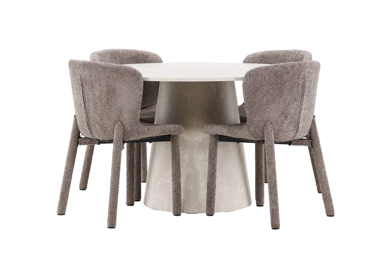 Rund matgrupp Venture Home Brun Beige 4st - Møbler - Bord - Spisegruppe