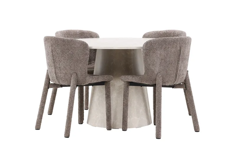 Rund matgrupp Venture Home Brun Beige 4st - Møbler - Bord - Spisegruppe