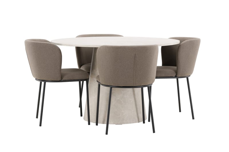 Rund matgrupp Venture Home Brun Beige 4st - Møbler - Bord - Spisegruppe