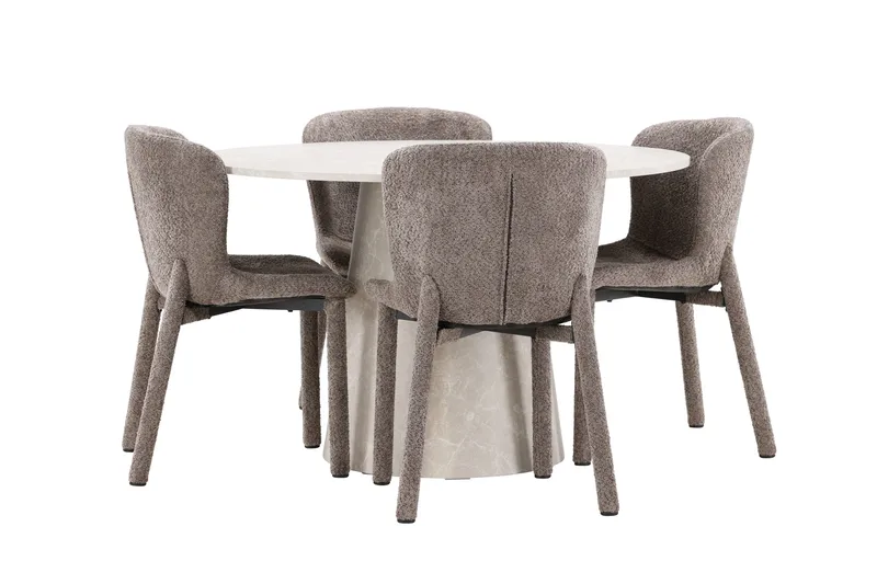 Rund matgrupp Venture Home Brun Beige 4st - Møbler - Bord - Spisegruppe