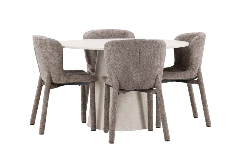 Rund matgrupp Venture Home Brun Beige 4st - Møbler - Bord - Spisegruppe