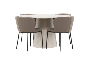 Rund matgrupp Venture Home Brun Beige 4st - Møbler - Bord - Spisegruppe