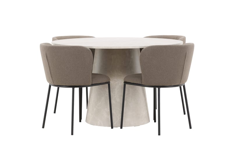 Rund matgrupp Venture Home Brun Beige 4st - Møbler - Bord - Spisegruppe