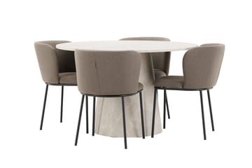 Rund matgrupp Venture Home Brun Beige 4st - Møbler - Bord - Spisegruppe