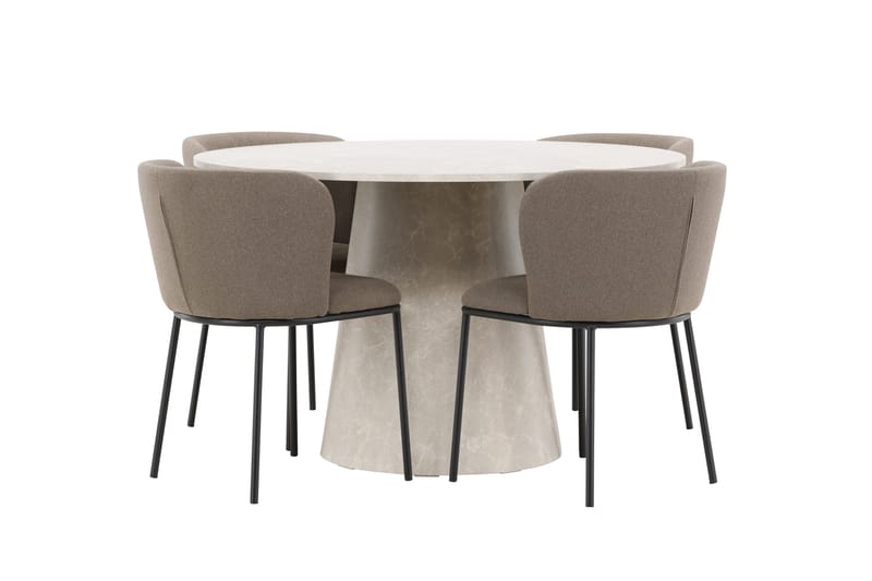 Rund matgrupp Venture Home Brun Beige 4st - Møbler - Bord - Spisegruppe