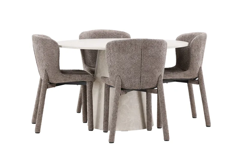 Rund matgrupp Venture Home Brun Beige 4st - Møbler - Bord - Spisegruppe