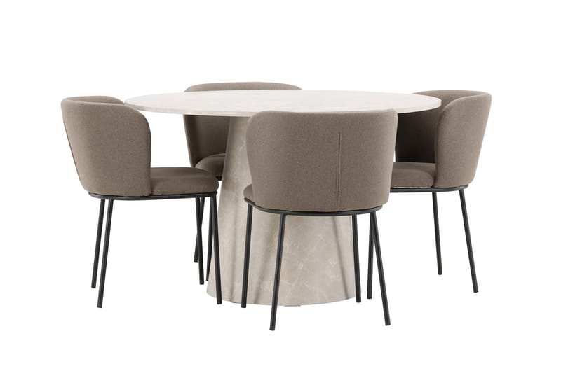 Rund matgrupp Venture Home Brun Beige 4st - Møbler - Bord - Spisegruppe