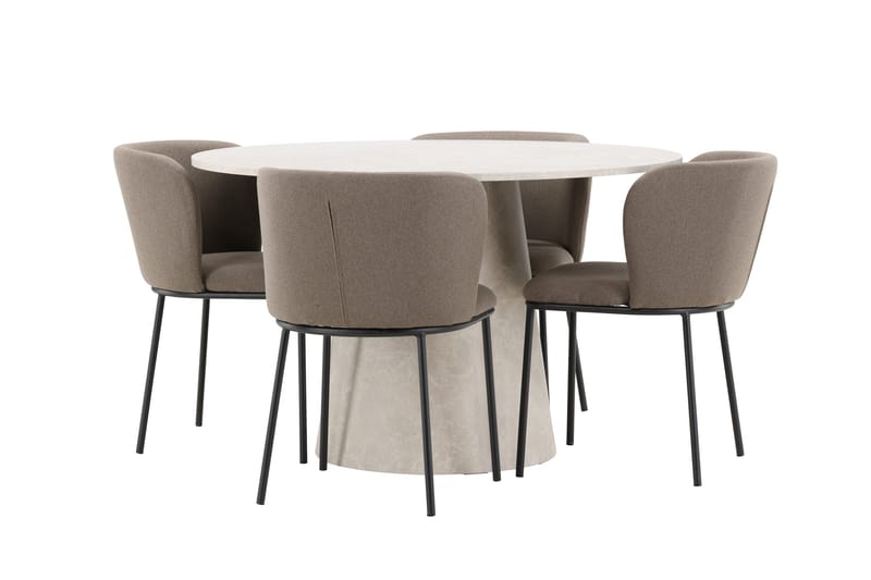 Rund matgrupp Venture Home Brun Beige 4st - Møbler - Bord - Spisegruppe
