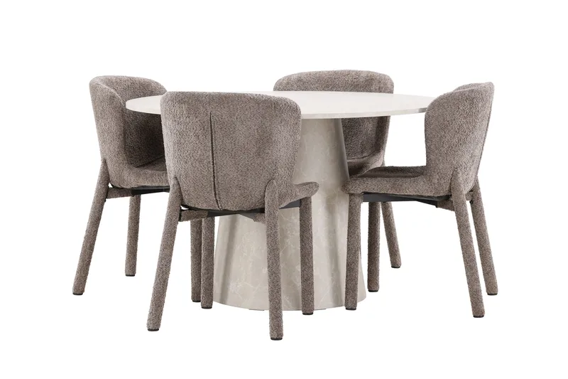 Rund matgrupp Venture Home Brun Beige 4st - Møbler - Bord - Spisegruppe