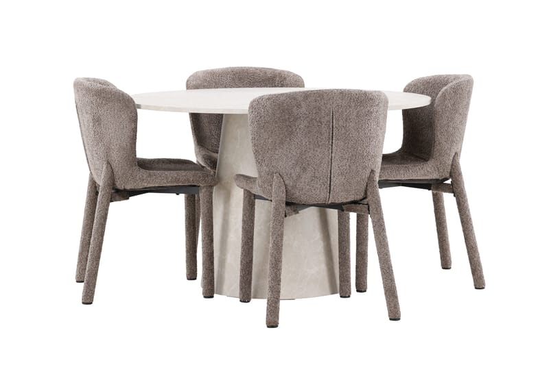 Rund matgrupp Venture Home Brun Beige 4st - Møbler - Bord - Spisegruppe