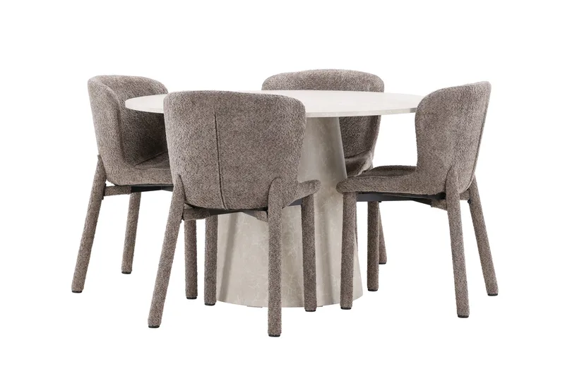 Rund matgrupp Venture Home Brun Beige 4st - Møbler - Bord - Spisegruppe