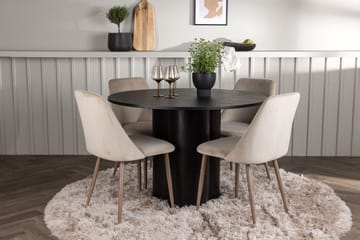 Rund matgrupp Venture Home Brun Svart 4st - Møbler - Bord - Spisegruppe