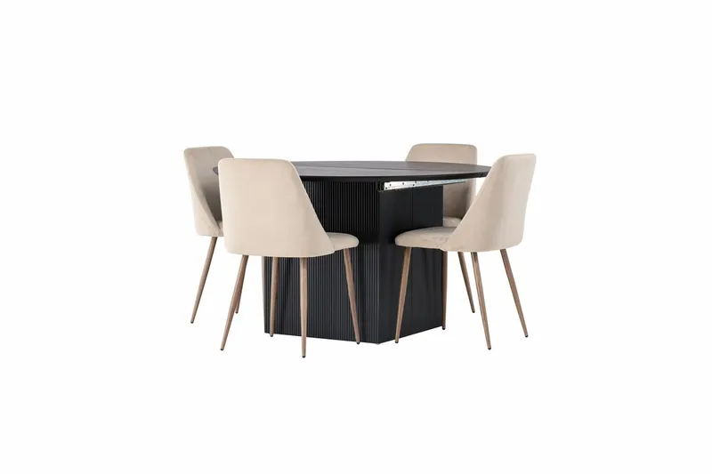 Rund matgrupp Venture Home Brun Svart 4st - Møbler - Bord - Spisegruppe