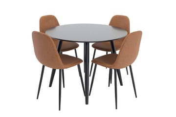 Rund matgrupp Venture Home Brun Svart 4st - Møbler - Bord - Spisegruppe