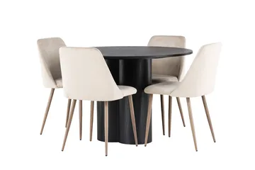 Rund matgrupp Venture Home Brun Svart 4st - Møbler - Bord - Spisegruppe
