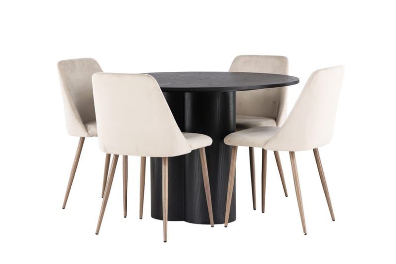 Rund matgrupp Venture Home Brun Svart 4st - Møbler - Bord - Spisegruppe