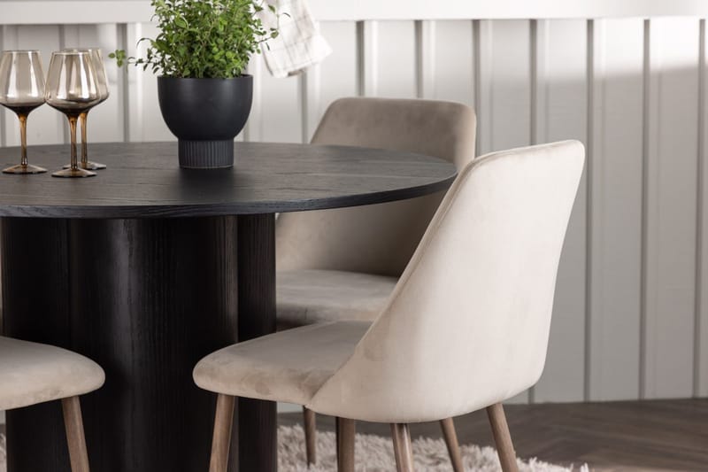 Rund matgrupp Venture Home Brun Svart 4st - Møbler - Bord - Spisegruppe