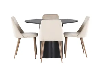Rund matgrupp Venture Home Brun Svart 4st - Møbler - Bord - Spisegruppe