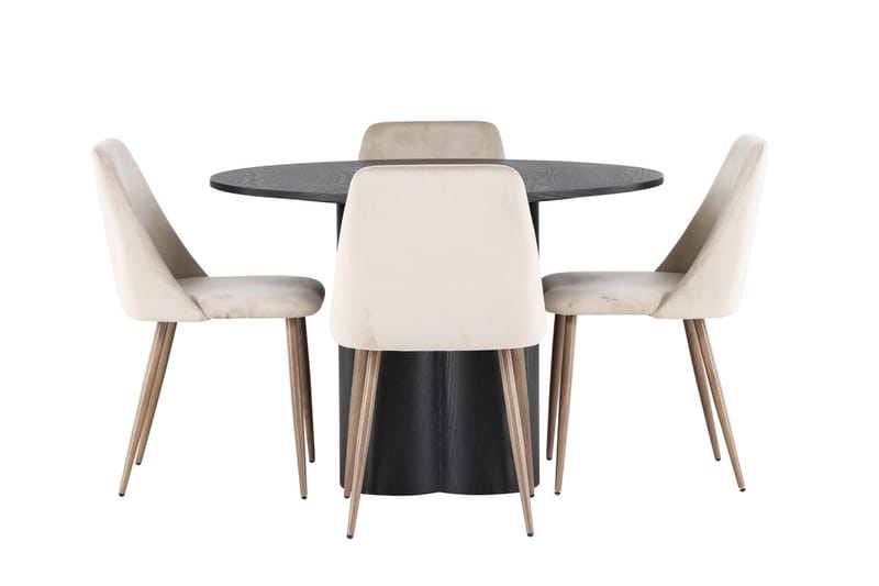 Rund matgrupp Venture Home Brun Svart 4st - Møbler - Bord - Spisegruppe