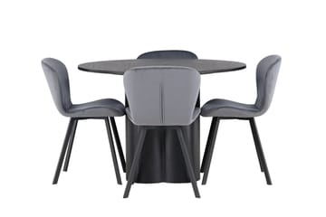Rund matgrupp Venture Home Grå Svart 4st - Møbler - Bord - Spisegruppe