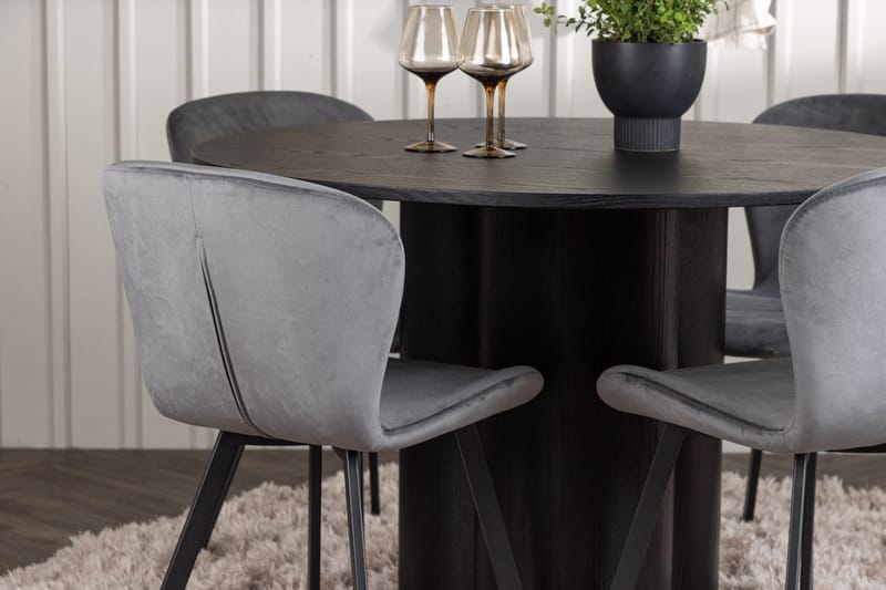 Rund matgrupp Venture Home Grå Svart 4st - Møbler - Bord - Spisegruppe